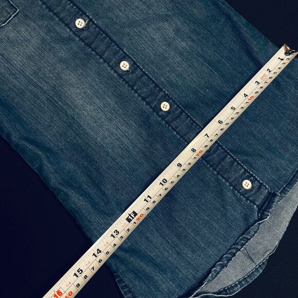 ~ Old Navy Girls 4T Denim Shirt Dress Blue Long Sleeve Jean Pockets Button Up - Picture 9 of 11